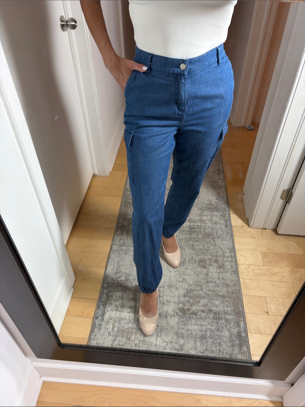 Simons Blue Boyfriend Cargo Jeans